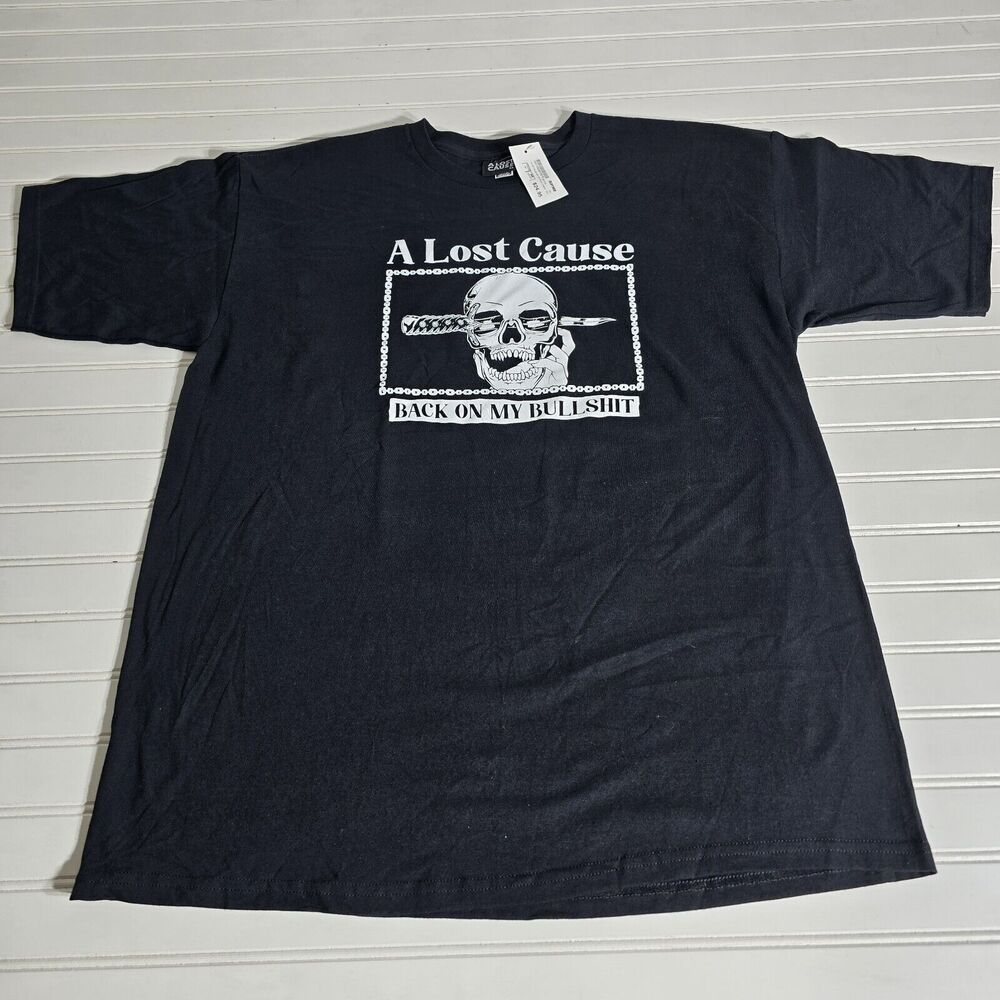 NWT A Lost Cause Men’s T-Shirt - Back on My BS - Size XL - Black, Skulls